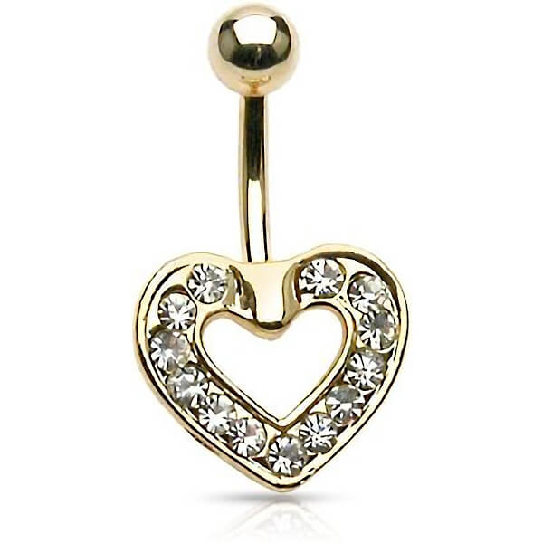 Piercing Ombelico Cuore di zirconi e oro