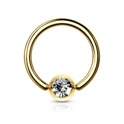 Ring Zirconia Gold Captive Bead