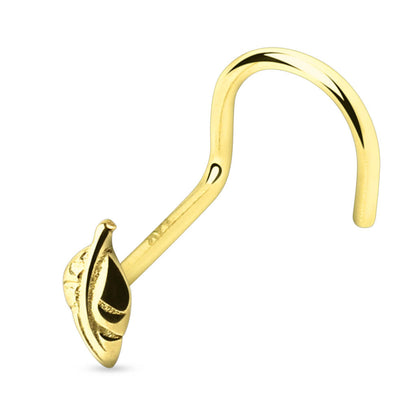 Solid Gold 14 Carat Nose Screw Leaf