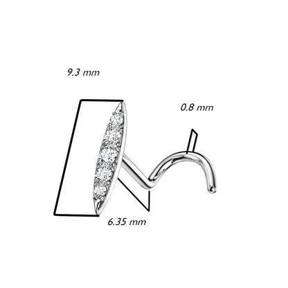 Solid Gold 14 Carat Nose Screw Elipse Zirconia