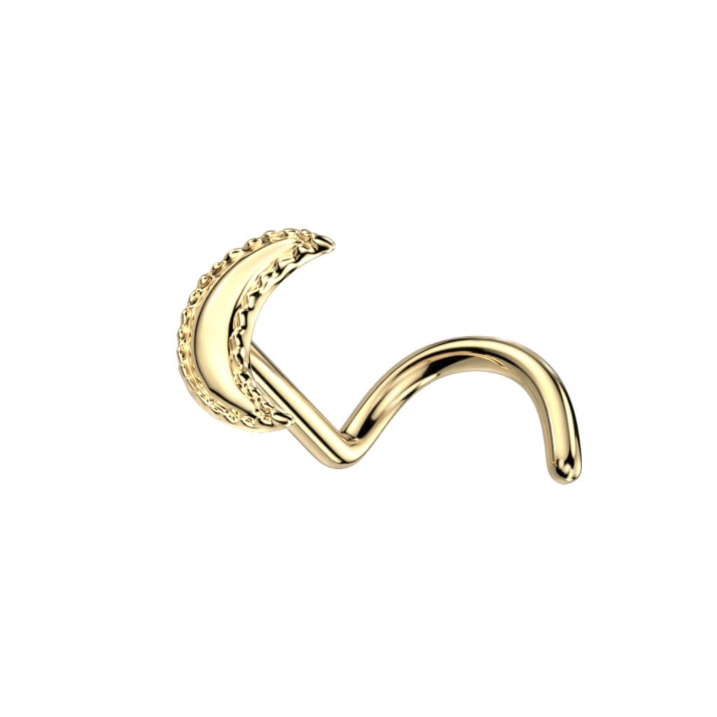 Solid Gold 14 Carat Nose Screw Moon