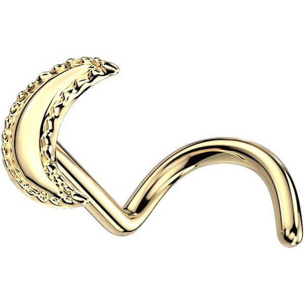 Solid Gold 14 Carat Nose Screw Moon