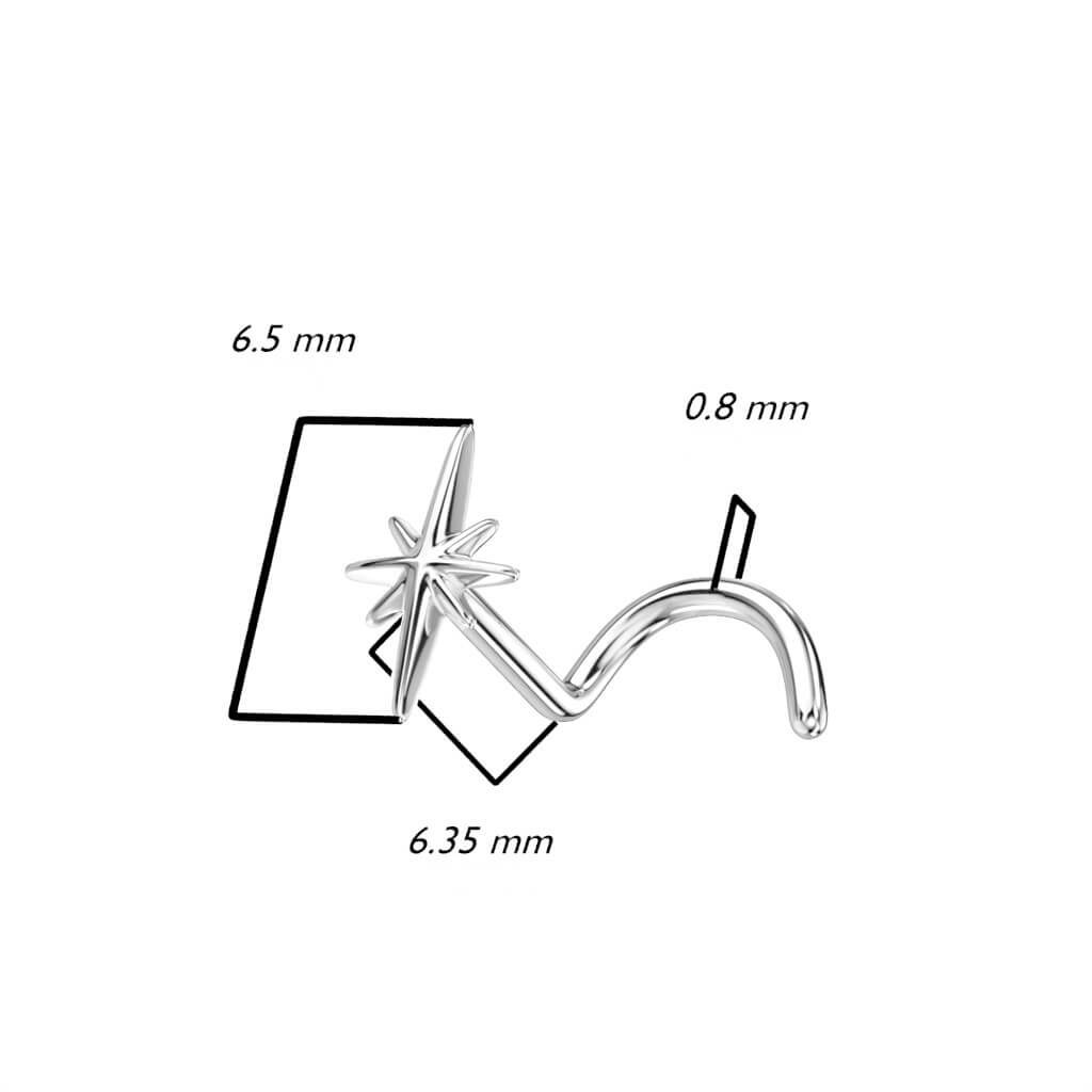 Złoto 585 kolczyk do nosa zakręcony gwiazdka
