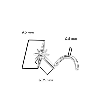 Złoto 585 kolczyk do nosa zakręcony gwiazdka