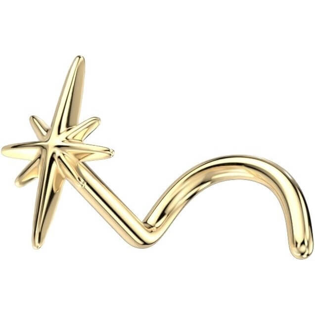 Solid Gold 14 Carat Nose Screw Star