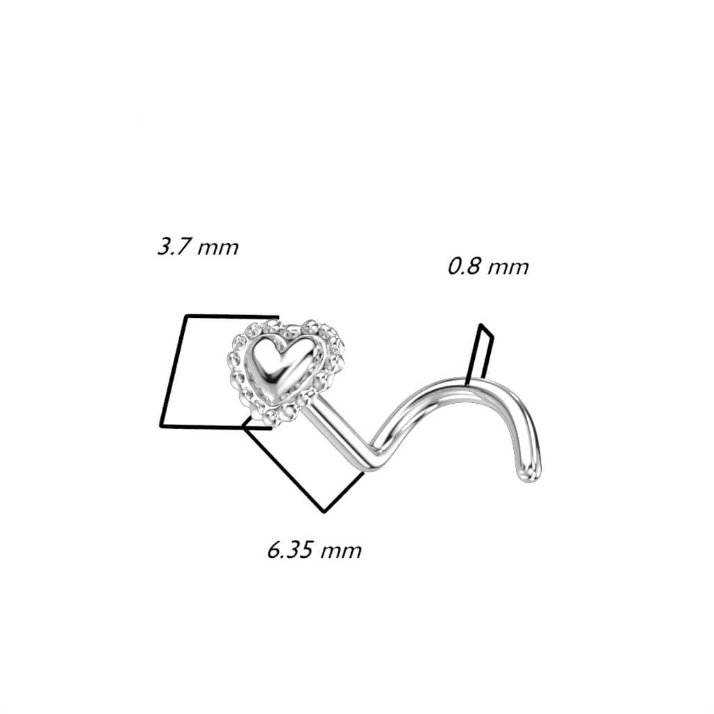 14 Karat Gold Nasenstecker Herz Gelbgold Weißgold