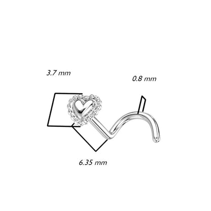 Oro 14kt Nariz Screw Corazón