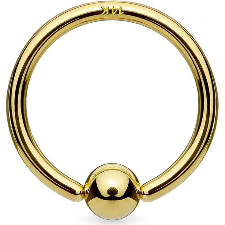 Oro 14 kt Anello Piercing Sfera oro Pieghevole