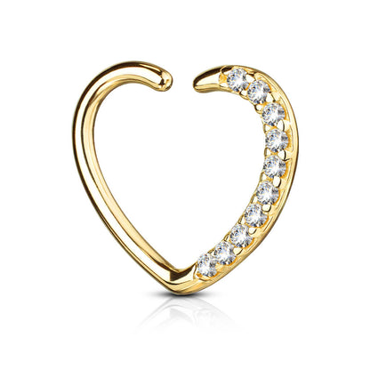 Oro 14kt Anillo Circonita corazón Flexible