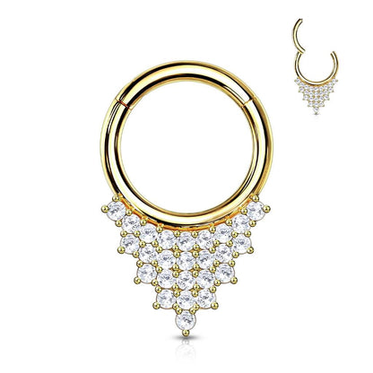 Oro 14 kt Piercing Septum  Triangolare di zirconi Clicker