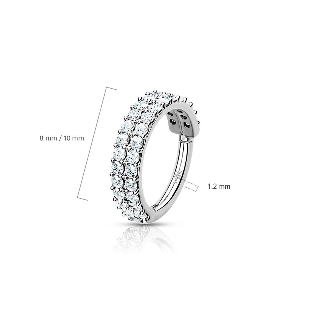 Or 14kt Anneau 2 Lignes Zircone Cliqueur