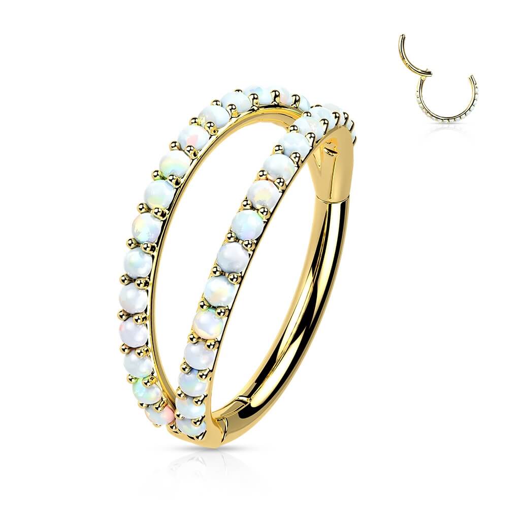 Oro 14 kt Anello Piercing Zirconi Clicker