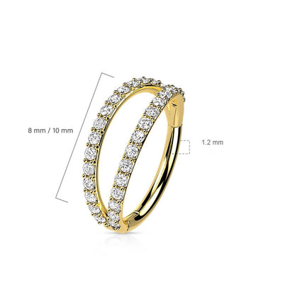 Oro 14 kt Anello Piercing Zirconi Clicker