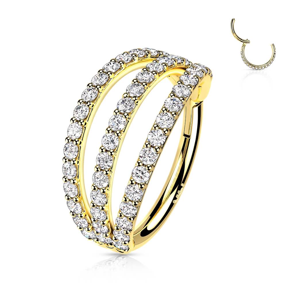 14 Karat Gold Ring Zirkonia Gelbgold Weißgold Clicker