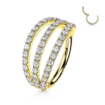 14 Karat Gold Ring Zirkonia Gelbgold Weißgold Clicker