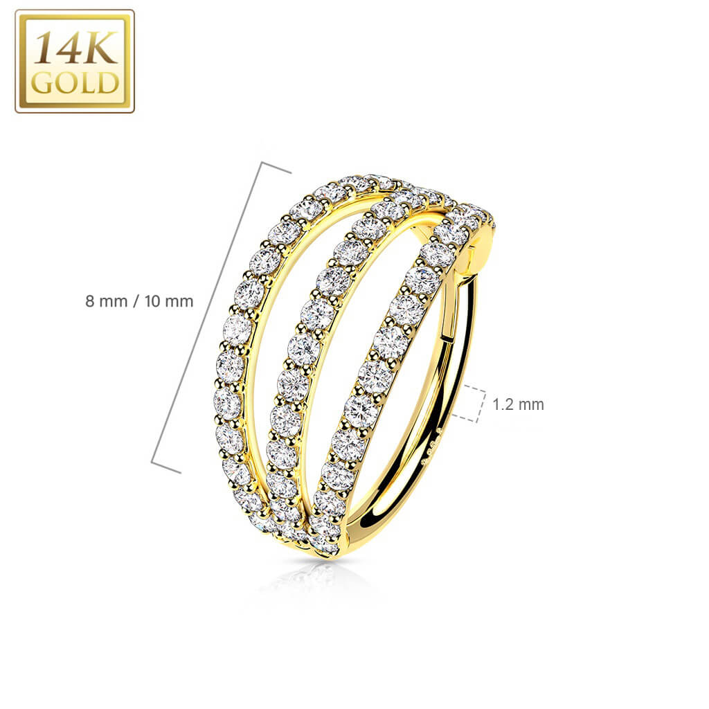 14 Karat Gold Ring Zirkonia Gelbgold Weißgold Clicker