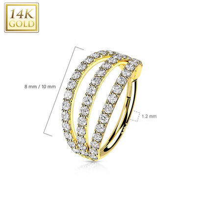 14 Karat Gold Ring Zirkonia Gelbgold Weißgold Clicker