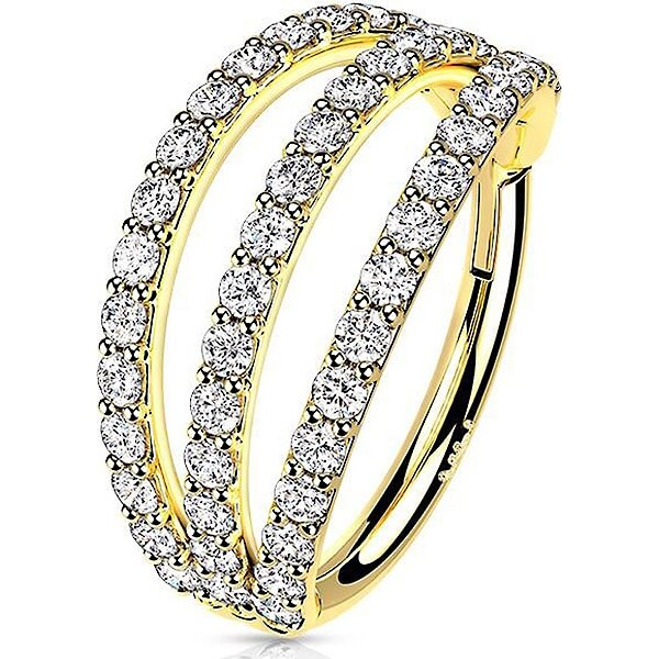 14 Karat Gold Ring Zirkonia Gelbgold Weißgold Clicker