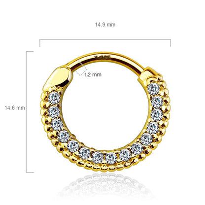 Solid Gold 14 Carat Septum Piercing Zirconia Clicker