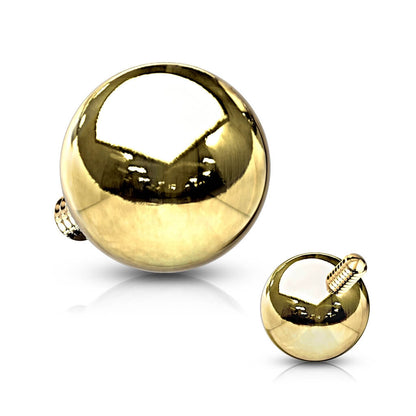 Solid Gold 14 Carat dermal anchor top ball Internally Threaded