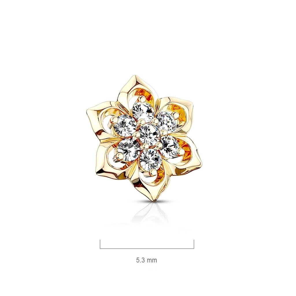 Oro 14kt Circonita Flor Rosca interna