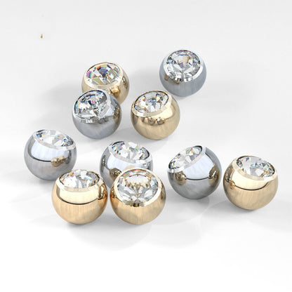 Solid Gold 14 Carat top ball with zirconia