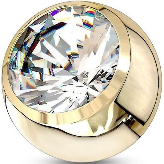 Solid Gold 14 Carat top ball with zirconia