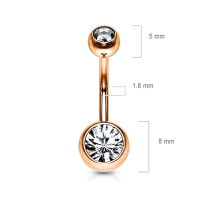 Piercing Ombelico Zirconi e oro rosa 