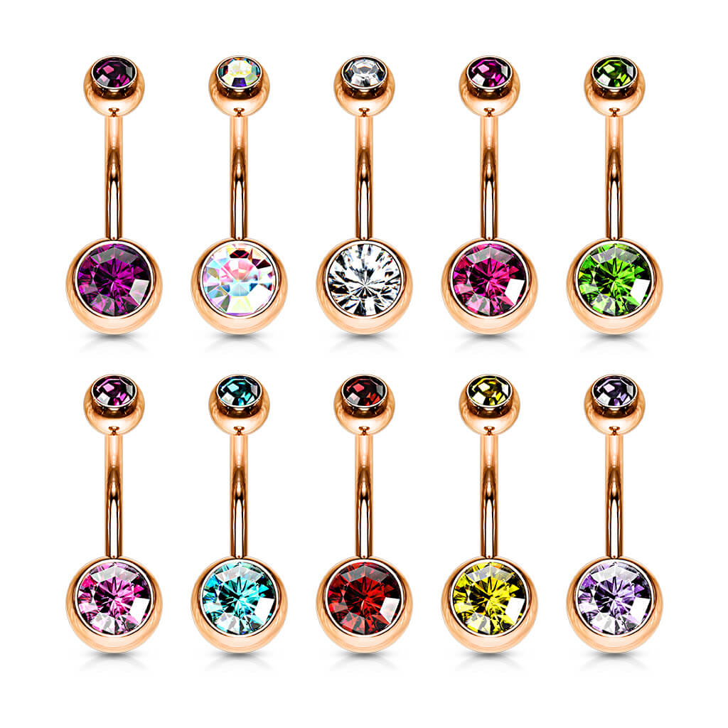 Belly Button Piercing Ball Zirconia rose