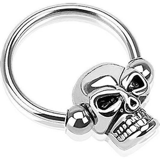 Ring Skull Silver Captive Bead