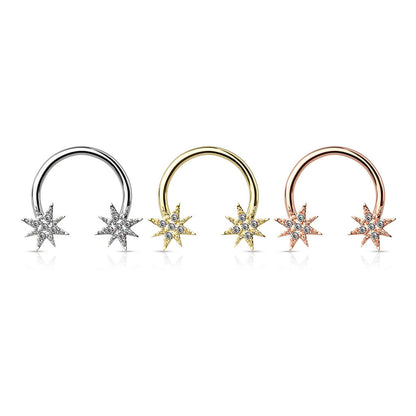 Horseshoe Stars Zirconia Gold