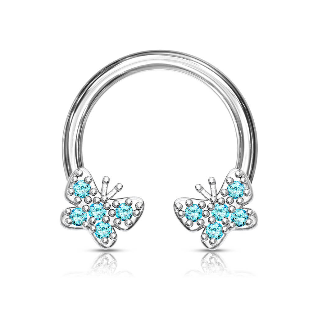 Horseshoe Butterflies Zirconia Silver