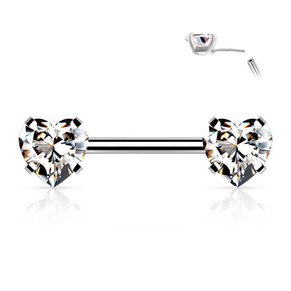 Nipple Piercing Heart Zirconia Push-In