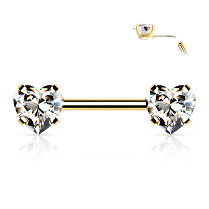 Nipple Piercing Heart Zirconia Push-In