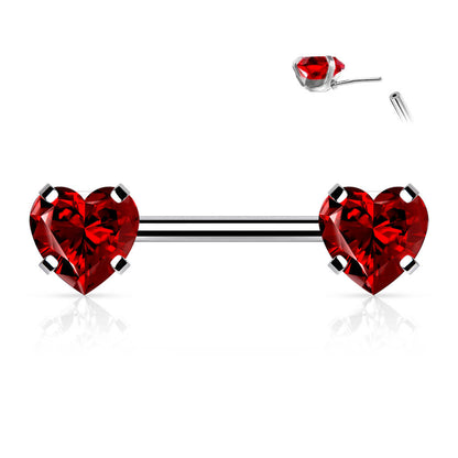 Nipple Piercing Heart Zirconia Push-In