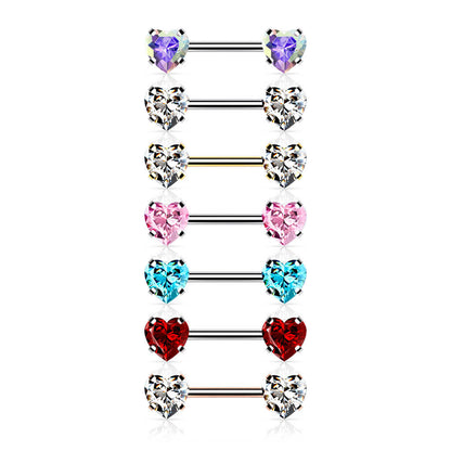 Nipple Piercing Heart Zirconia Push-In