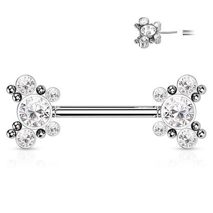 Nipple Piercing Butterflies Zirconia Silver Push-In