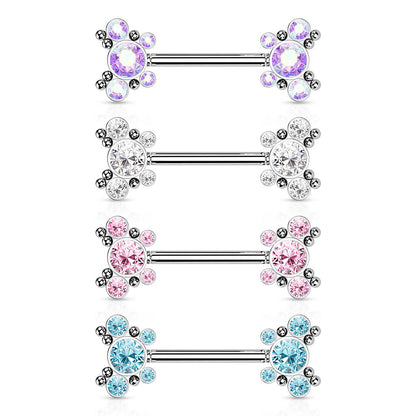 Nipple Piercing Butterflies Zirconia Silver Push-In