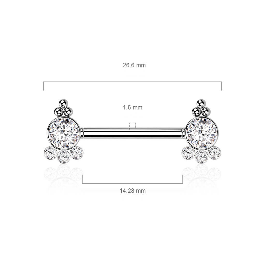 Nipple Piercing Zirconia Gold Push-In