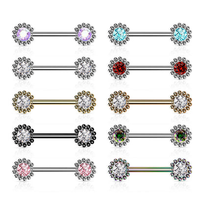 Piercing Capezzolo Fiori di zirconi Push-In