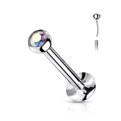 Labret Kugel Zirkonia Silber Push-In