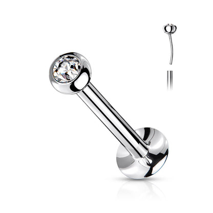 Labret Bille Zircone Argent Enfoncer