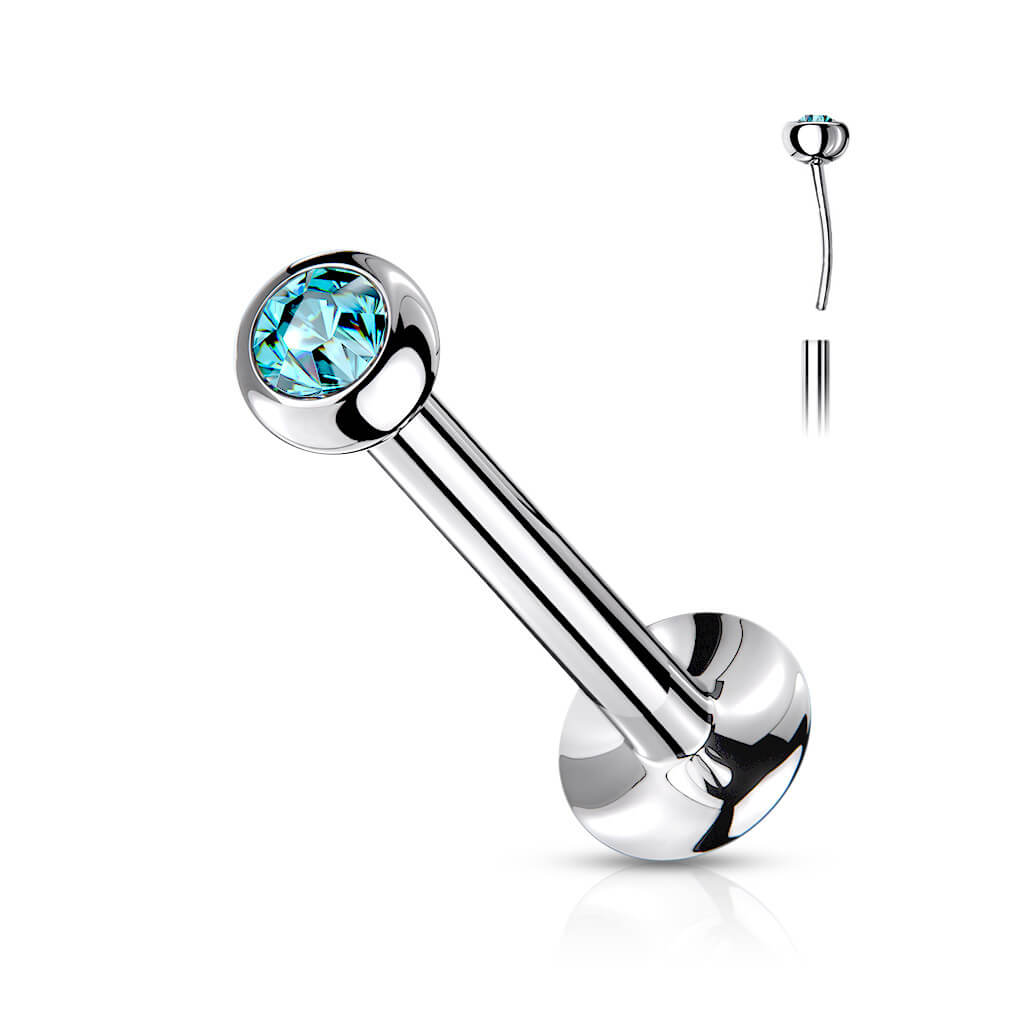 Labret Sfera d´argento con zirconi Push-In