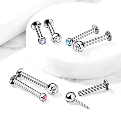 Labret Sfera d´argento con zirconi Push-In