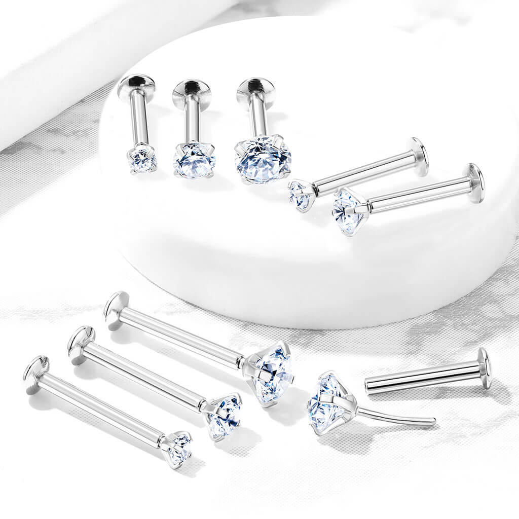 Labret Zircone Serti Clos Argent