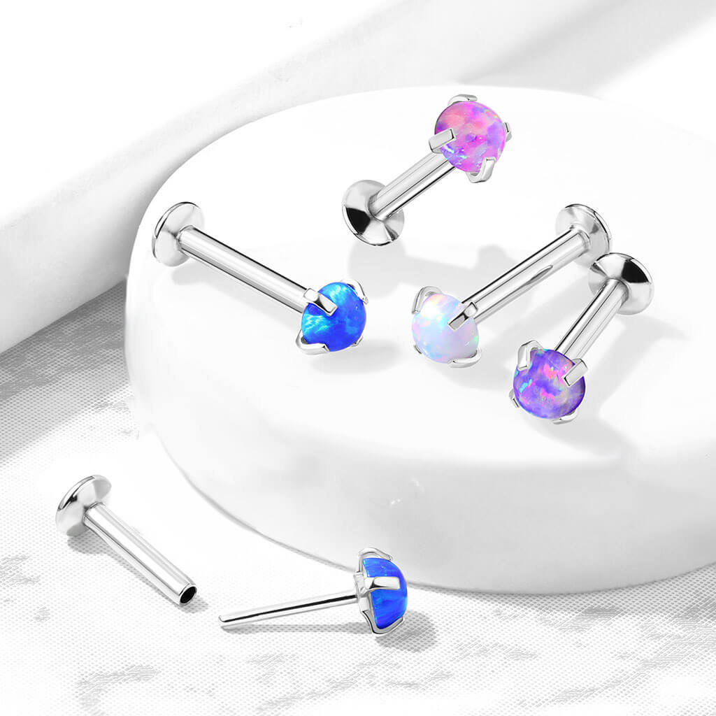 Labret Opale Rotondo e base d´argento