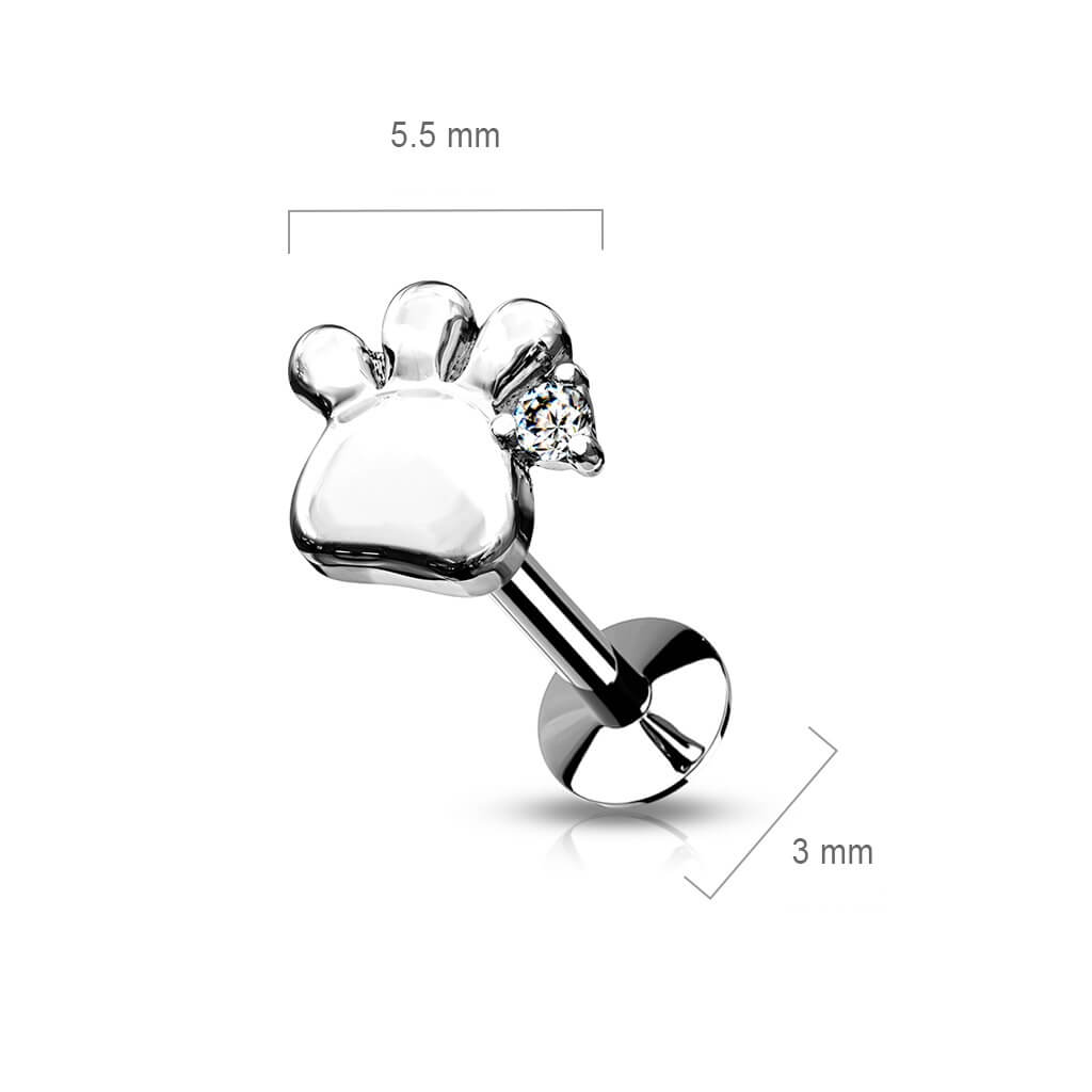 Labret Paw Zirconia Push-In