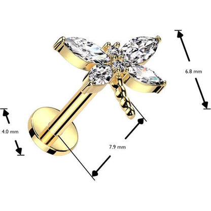 Labret dragonfly zirconia Push-In