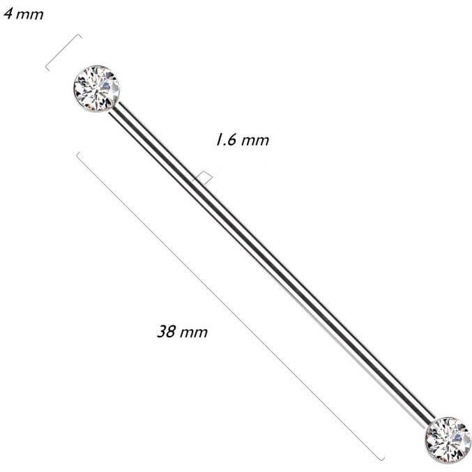 Titanium Industrial Barbell bezel setting zirconia Push-In