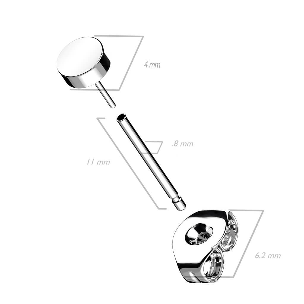 Titane Bouton d'Oreille Rond Plate Argent